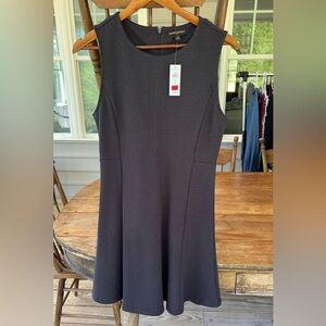 NWT Womens Black White Polka Dot Sleeveless Back Zip Fit & Flare Dress Sz S